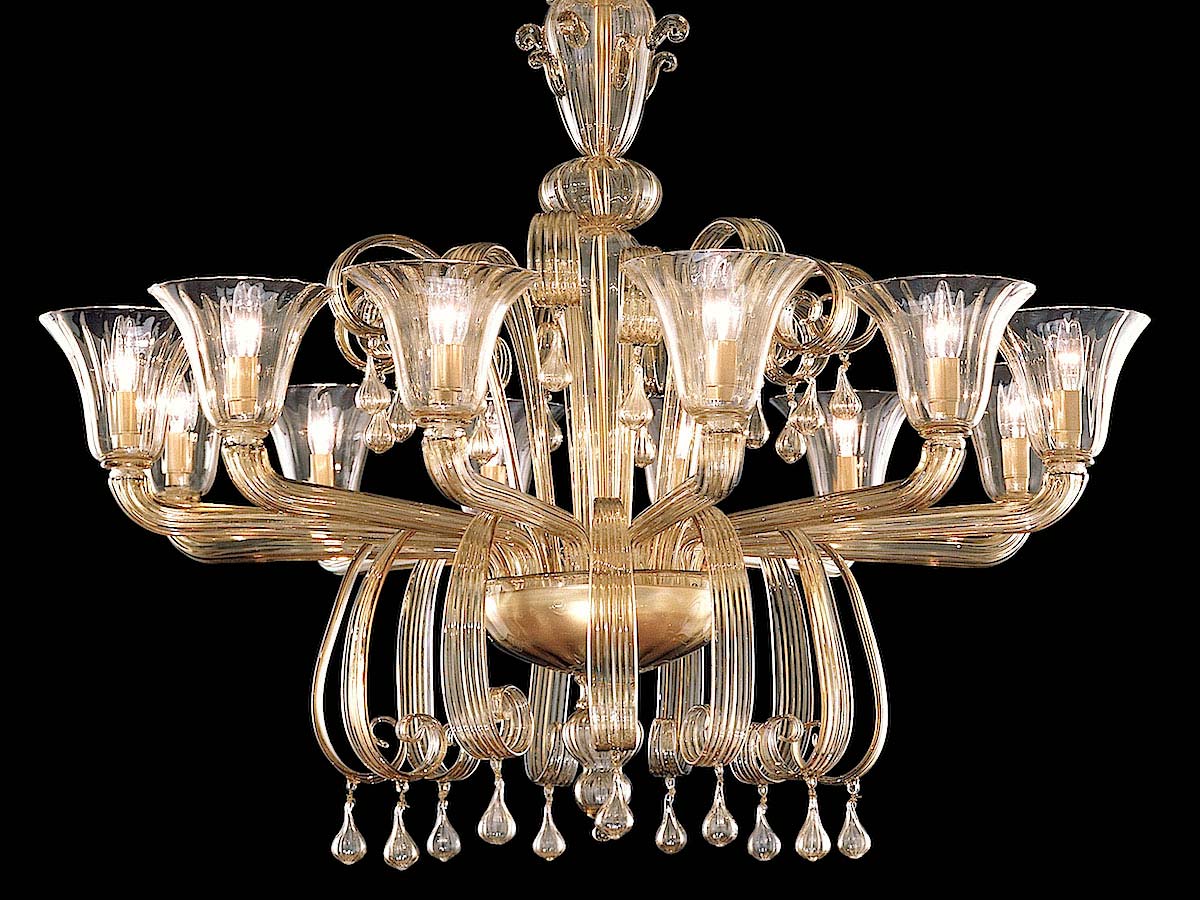 Seguso Gianni Murano Glass Chandeliers
