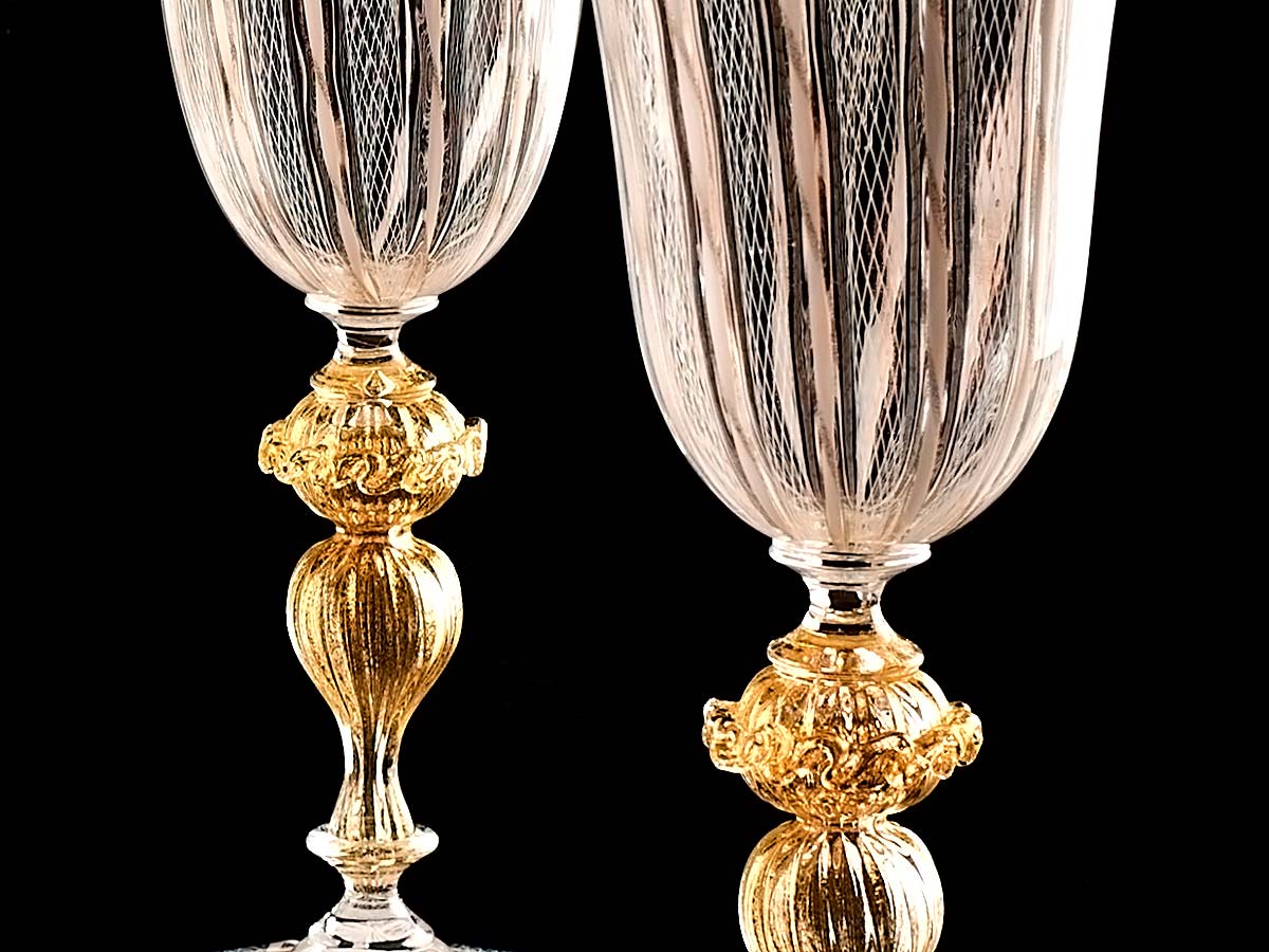 Seguso Gianni Murano Glass Goblets